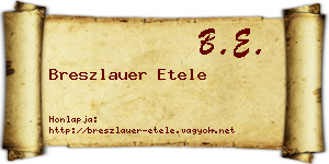 Breszlauer Etele névjegykártya
